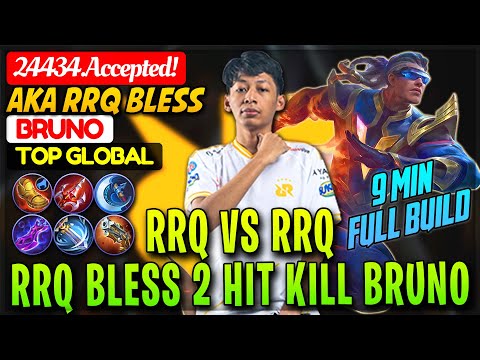 RRQ VS RRQ, RRQ Bless 2 Hit Kill Bruno Build [ Top Global Bruno ] 24434.Accepted! - Mobile Legends