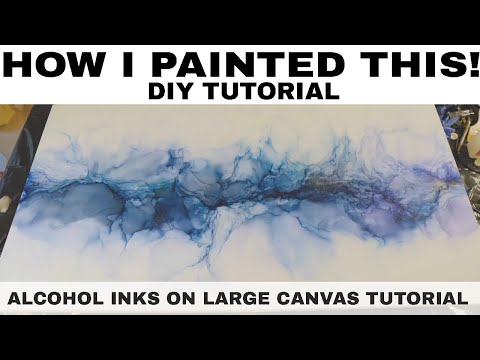 Alcohol Ink painting DEMO on Large Canvas -  DIY Alcohol Painting with Tips and Process