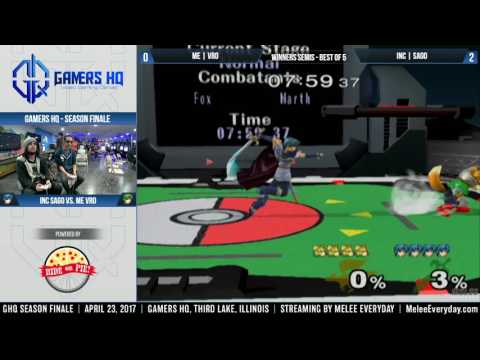 GHQ Spring Finale 2017 - InC | Sago (Green Marth) vs. ME | Vro (Marth, Fox) - SSBM - Winners Semis