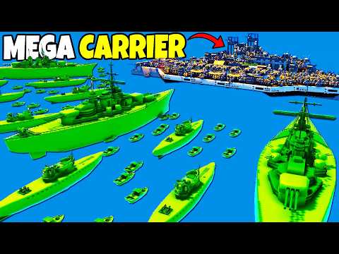 Army Men Ship Boarding Defense of MEGA-AIRCRAFT CARRIER! - Attack on Toys