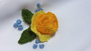 How to embroider a Yellow Wool rose - Stumpwork