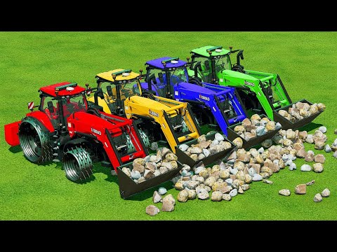 LOAD AND TRANSPORT STONES WITH CASE & LAMBORGHINI TRACTORS - Farming Simulator 22