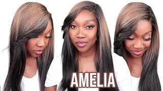 AFFORDABLE  Reverse Ombre Synthetic Wig Outre AMELIA Melted Hairline Synthetic HD Lace Front Wig