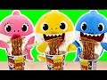 Baby Shark Cooking Play Making Black Noodles Toy Kitchen PinkyPopTOY