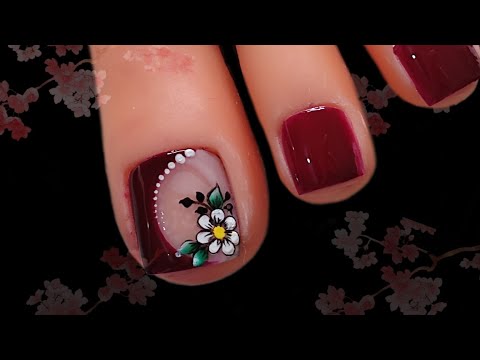 Diseño de UÑAS PARA PIES | UÑAS CON FLORES 🌸