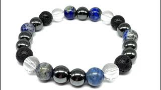 Minerální náramek lapis lazuli, hematit, křišťál, láva - POZNÁNÍ