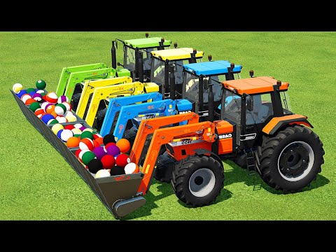 LOAD & TRANSPORT BILLIARD BALLS WITH FENDT & CLAAS TRACTORS - Farming Simulator 22