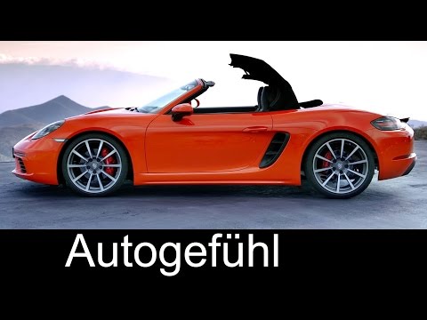 Porsche 718 Boxster S Sound Driving shots Exterior Interior details Preview 2017