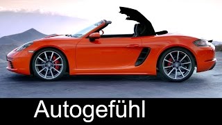 Porsche 718 Boxster S Sound Driving shots Exterior Interior details Preview 2017