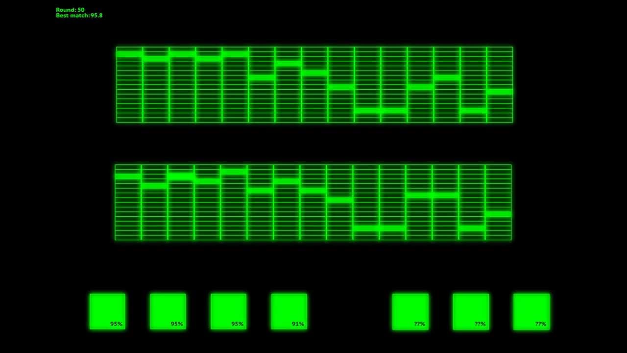 Evolution experiment. Genetic algorithms selecting music