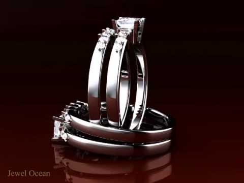 WIthfeelings Princess cut Wedding Ring Set