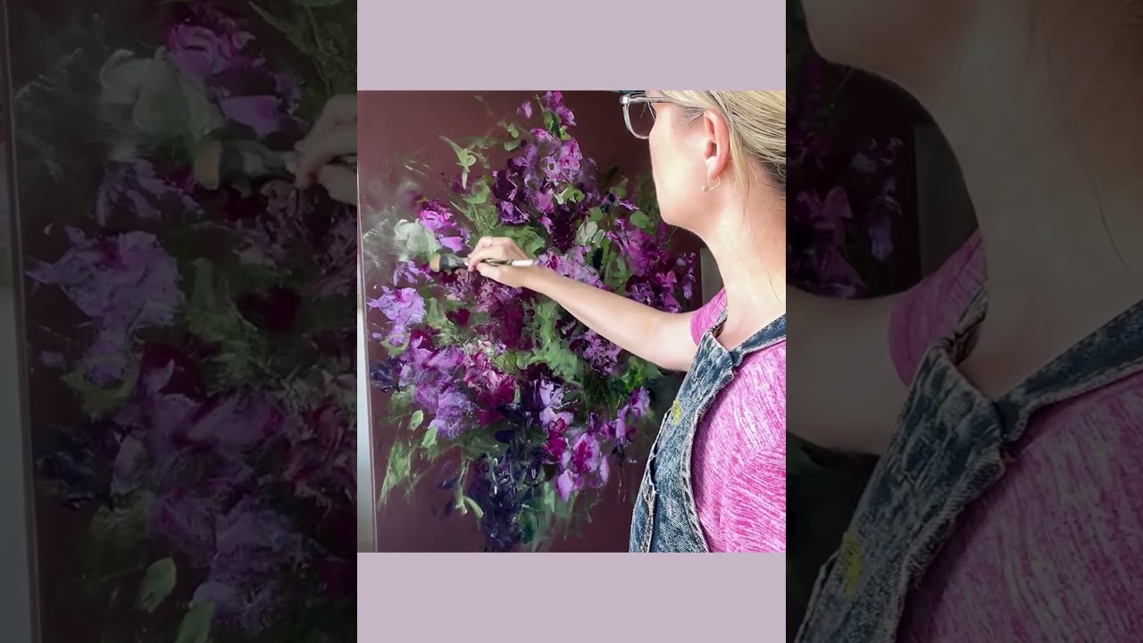 Painting a Large Abstract Floral #painting #art #flowers #abstractart #paintingdemonstration