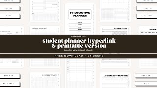 FREE 2021-2022 Hyperlink Student Digital Planner + Stickers ✨| GoodNotes 5 📖 | October planning  🍁|