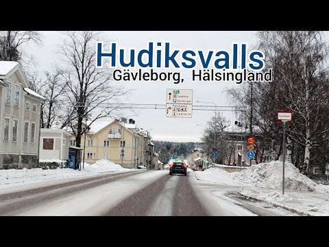 Travel through Hudiksvall,  Gävleborg,  Hälsingland,  Sweden during the winter snow days