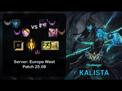 Kalista ADC + Blitzcrank vs Caitlyn + Rakan - EUW Challenger - Patch 25.08