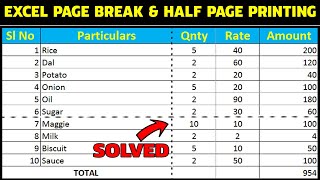 How to remove excel page break (dotted line) and fix half page printing problem