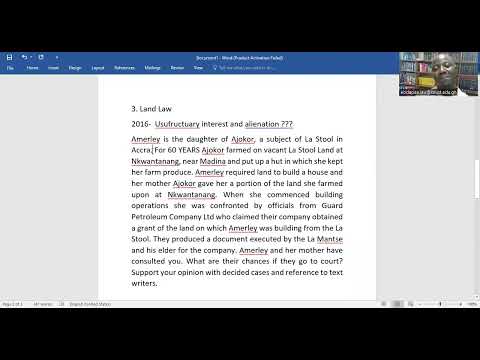 GENERAL DISCUSSION OF 2016 LAND LAW QUESTION-  FREE REVISION FOR 2022 GLS ENTRANCE EXAMINATION