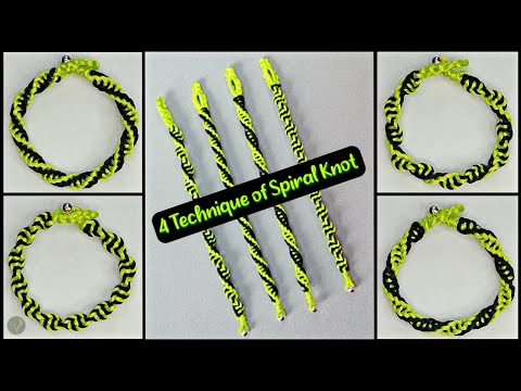 4 Technik des Spiralknoten-Makramee-Armbands mit zwei Farben | Mehrfarbig