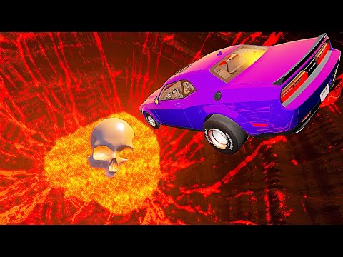 Car Jumps & Falls into Volcano - BeamNG.drive