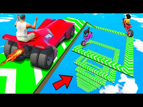 SHINCHAN AND FRANKLIN TRIED THE CRAZY HIGHEST SQUARE SPIRAL SPEED BOOSTER PARKOUR CHALLENGE GTA 5