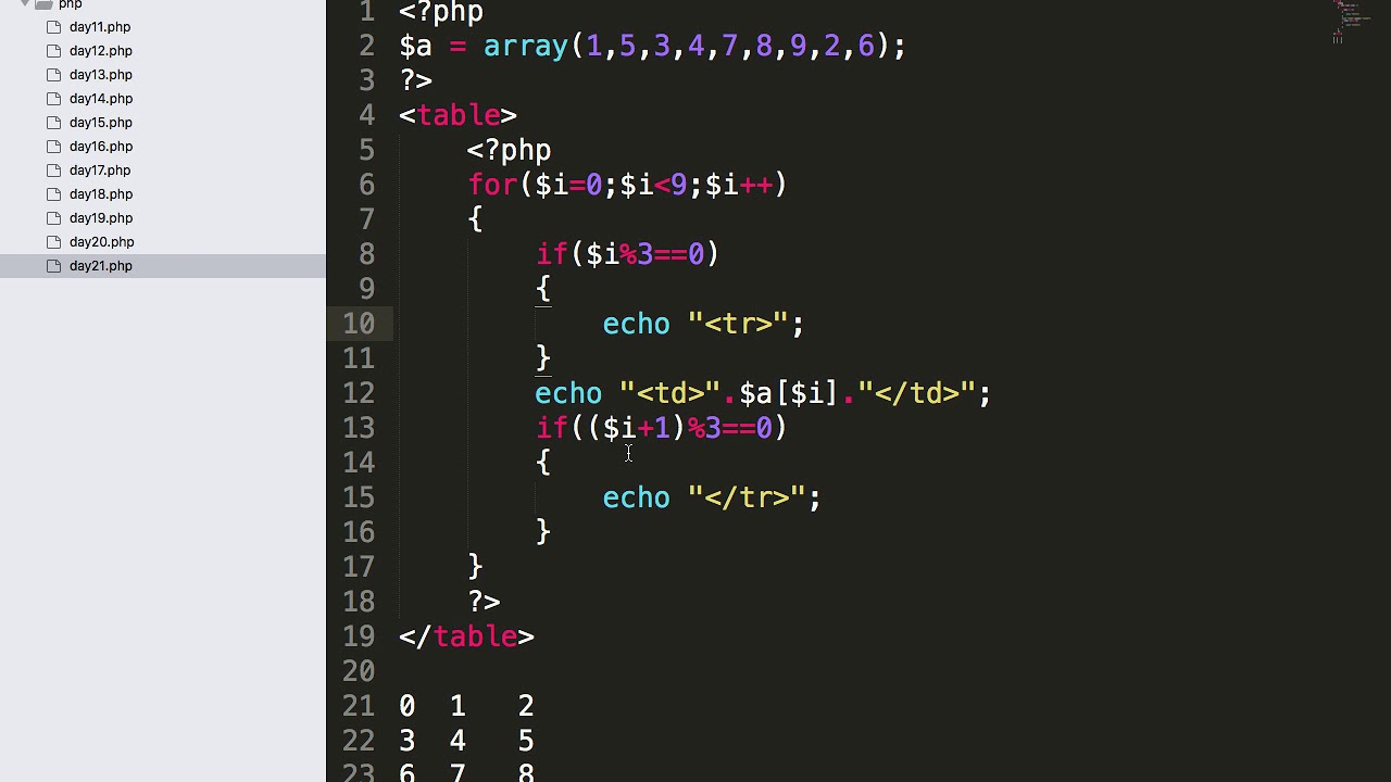 PHP - Day21 - Array in HTML table and count function