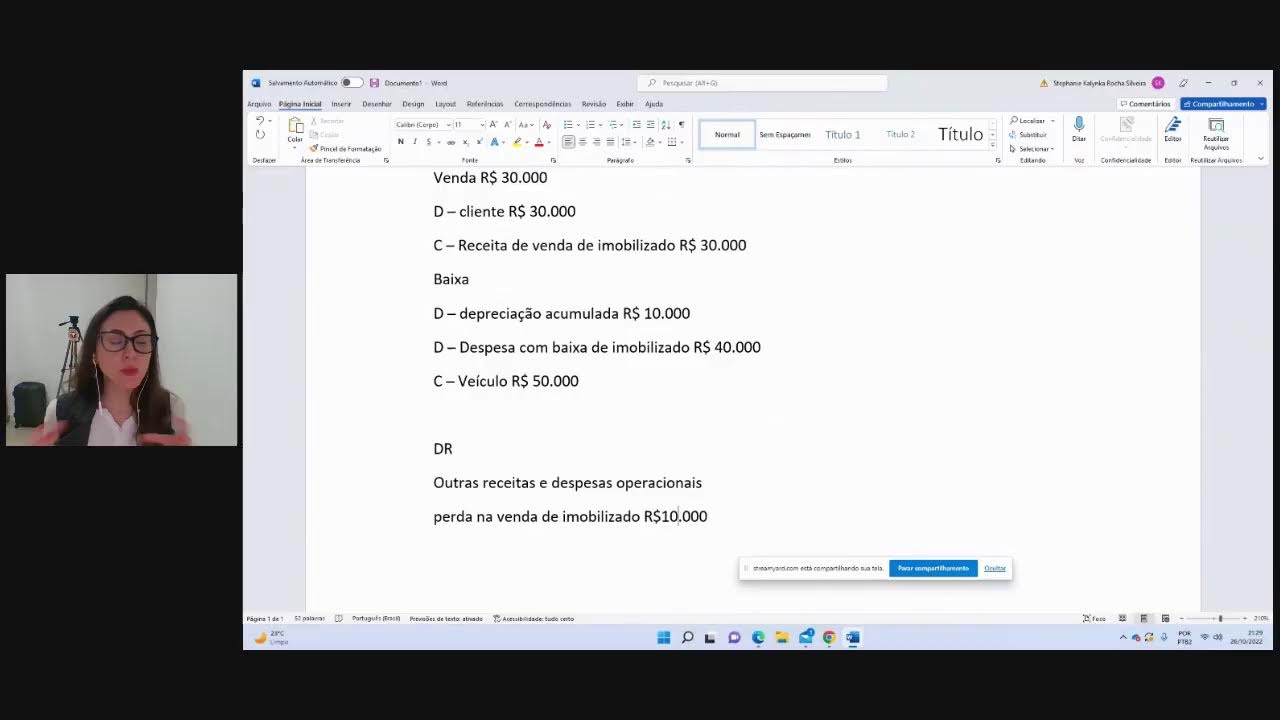 Aula ao vivo 10 - Contabilização de Venda de Imobilizado