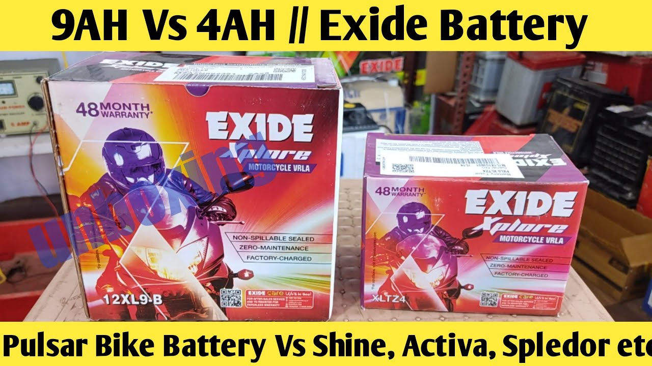 Watch video 9AH VS 4AH Exide Battery // Best Battery For Shine, Activa, Splendor, CBZ, Unicon, Pulsar Now 9AH VS 4AH Exide Battery // Best Battery For Shine, Activa, Splendor, CBZ, Unicon, Pulsar