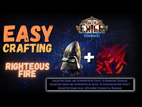 How to craft a Righteous fire helm - Sentinel League - Path of Exile - 3.18