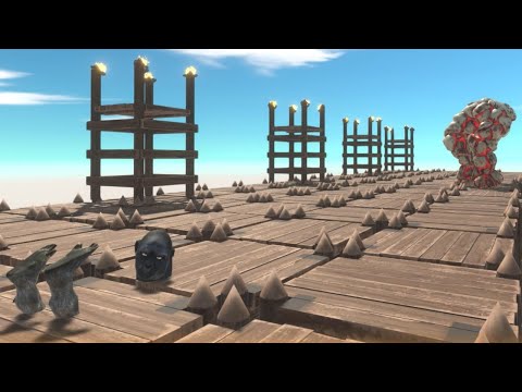 LAVA GOLEM Battles on Tilting Bridge Animal Revolt Battle Simulator