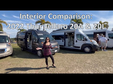 Interior Comparison:  2022 Thor Tellaro Model 20A PopTop and 20L