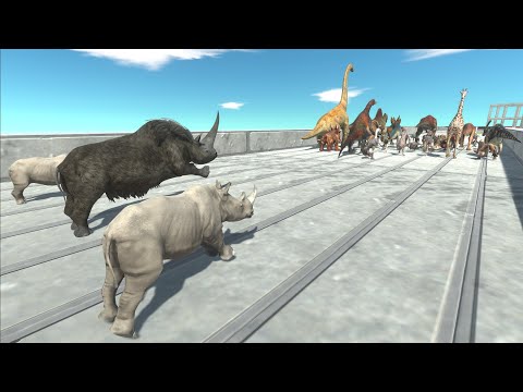 Units trying to escape from Rhinos - Animal Revolt Battle Simulator