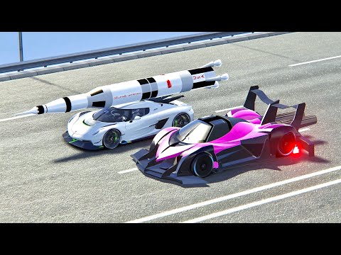 Devel Sixteen GTR 2014 vs Koenigsegg Jesko with Saturn V Rocket Engine at Nardo Speed Ring
