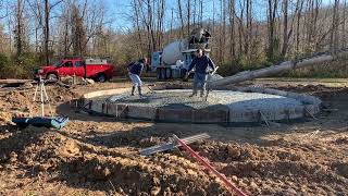 Pouring the concrete for footers and pad * Building a Grain Bin House E6