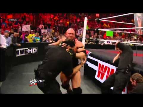 Ryback is put through a table by Seth Rollins, Dean Ambrose, and Roman Reigns - WWE Raw 11/19/12