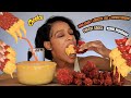 ASMR HOT CHEETOS KING CRAB MUKBANG SEAFOOD BOIL LOBSTER TAILS JUMBO SHRIMP EATING CHEESE
