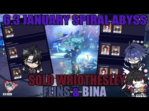 C6 Solo Wriothesley and C6 Flins & C0 Columbina | Genshin Impact Solo & Duo Abyss 6.3 Floor 12 9 *