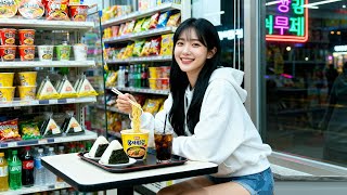 Late Night Ramen in Seoul | Cozy Korean Convenience Store Vibes | korean girl food