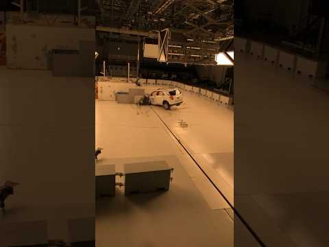 In-person IIHS Crash Test - 40mph frontal offset. Whoa 🤯 #iihs #crashtesting #crashtestlab #safety