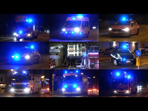 INCENDIO BAR JESOLO - Vigili del Fuoco, Ambulanze, Polizia in emergenza - Bar Fire rescue vehicles