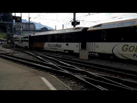 Montreux, Switzerland, departing train 'Golden pass' route, 2020, February