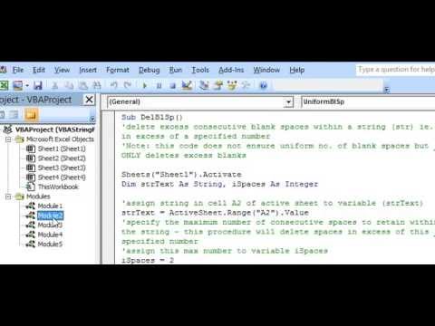 Text Strings in Excel VBA - Delete Blank Spaces & set Uniform Number of Blank Spaces