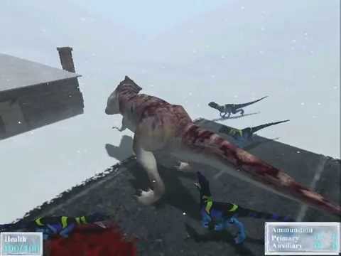 Jurassic Park Trespasser - T-Rex Vs. Pack of Six Raptors