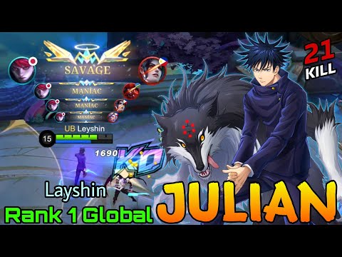 SAVAGE & 3x MANIAC Julian Aggressive Mode! - Top 1 Global Julian by Layshin - Mobile Legends