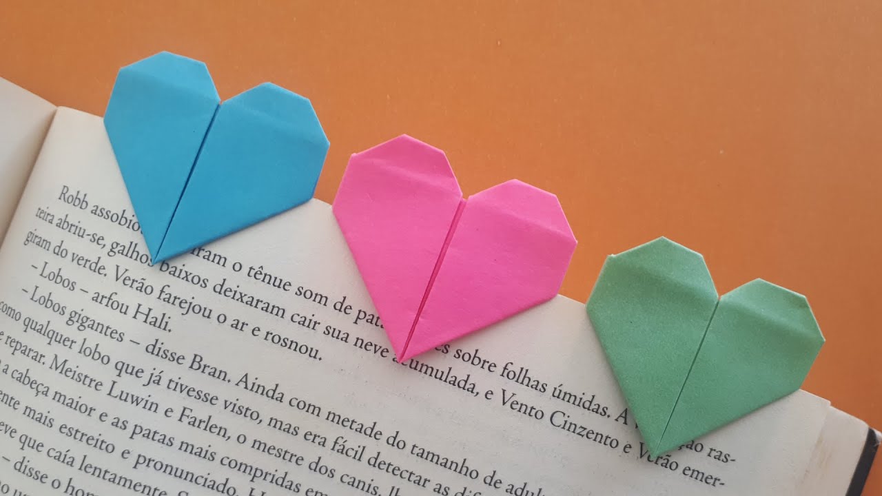 Marcador de Página de Coração - Origami