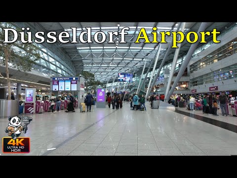 🇩🇪 Düsseldorf Airport (DUS) Walk – Terminal, SkyTrain & Arrival Area | 4K HLG HDR 2025
