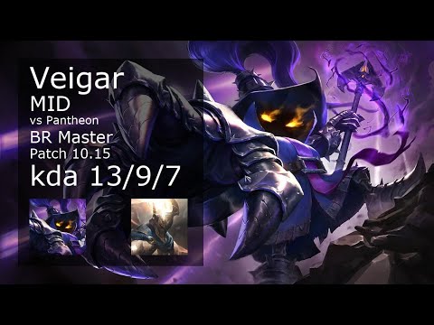 Veigar vs Pantheon Mid - BR Master 13/9/7 Patch 10.15 Gameplay