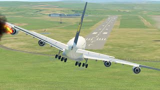 Largest Airbus 'a380' Overrun Emergency Landing at Shortest Runway | XP11