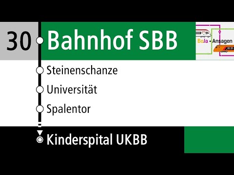 BVB Ansagen | 30 (HvZ) Bahnhof SBB - Kinderspital UKBB | BoJa Ansagen