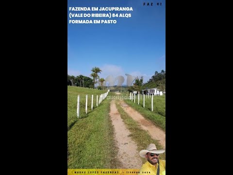 FAZ 91 - Fazenda em Jacupiranga (Vale do Ribeira) 84 alqs - FORMADA EM PASTO - ML FAZENDAS