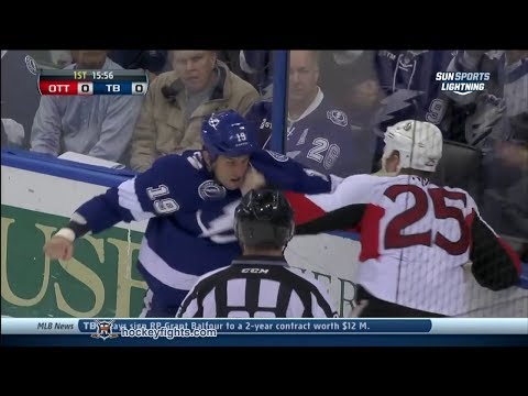 Chris Neil vs B.J. Crombeen Jan 23, 2014